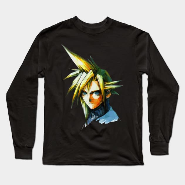 Cloud Strife Low Polygon Long Sleeve T-Shirt by TripleSArt